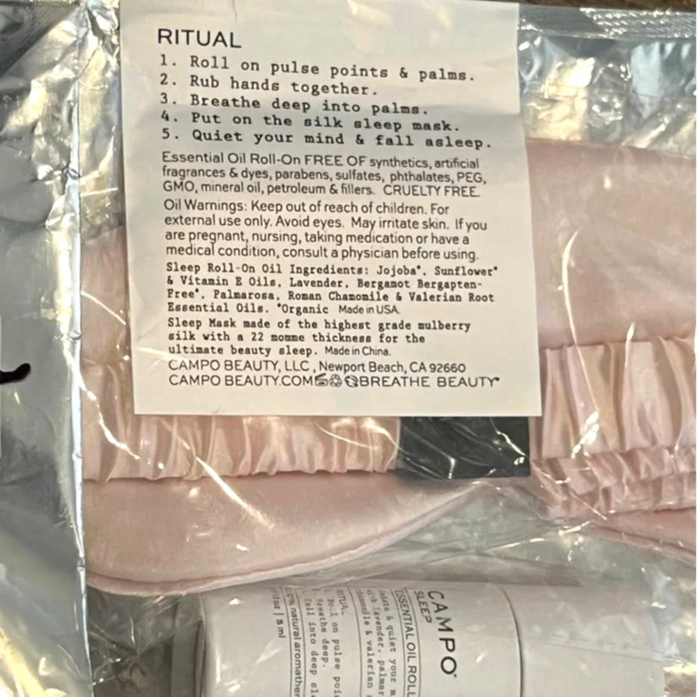 NEW CAMPO SLEEP Roll-On + Blush Silk Sleep Mask Blush Kit